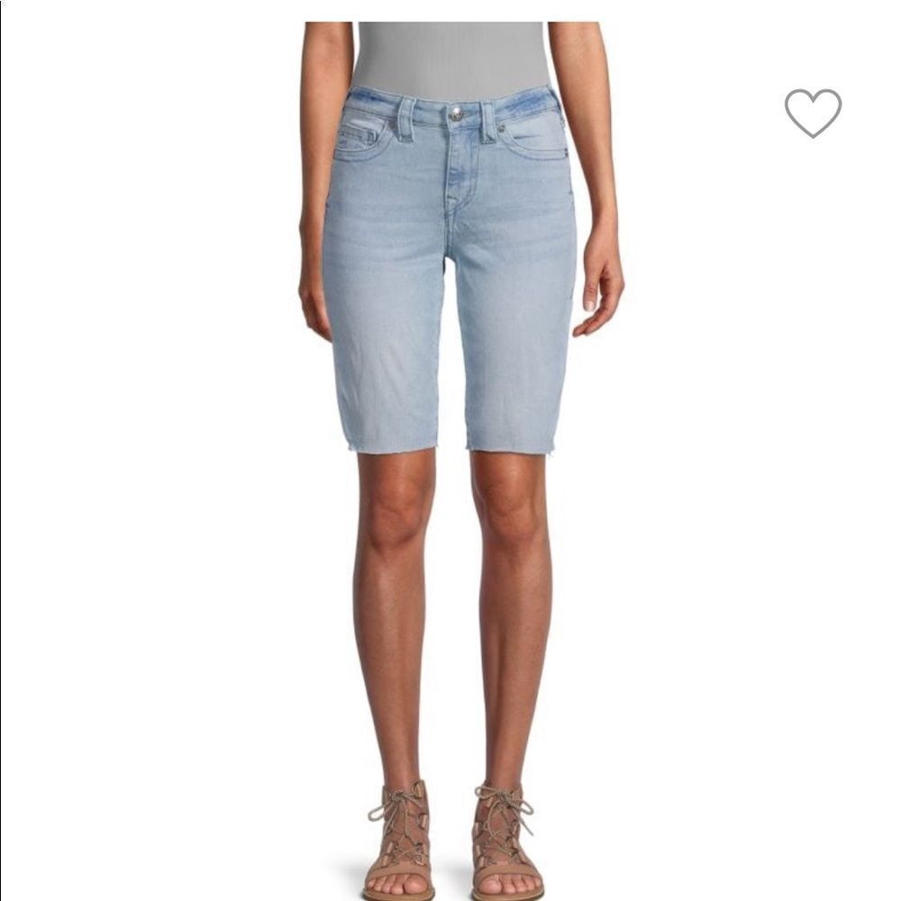 True Religion Riley Cut Off Bermuda Denim Long Jean Shorts Jort 27 4
